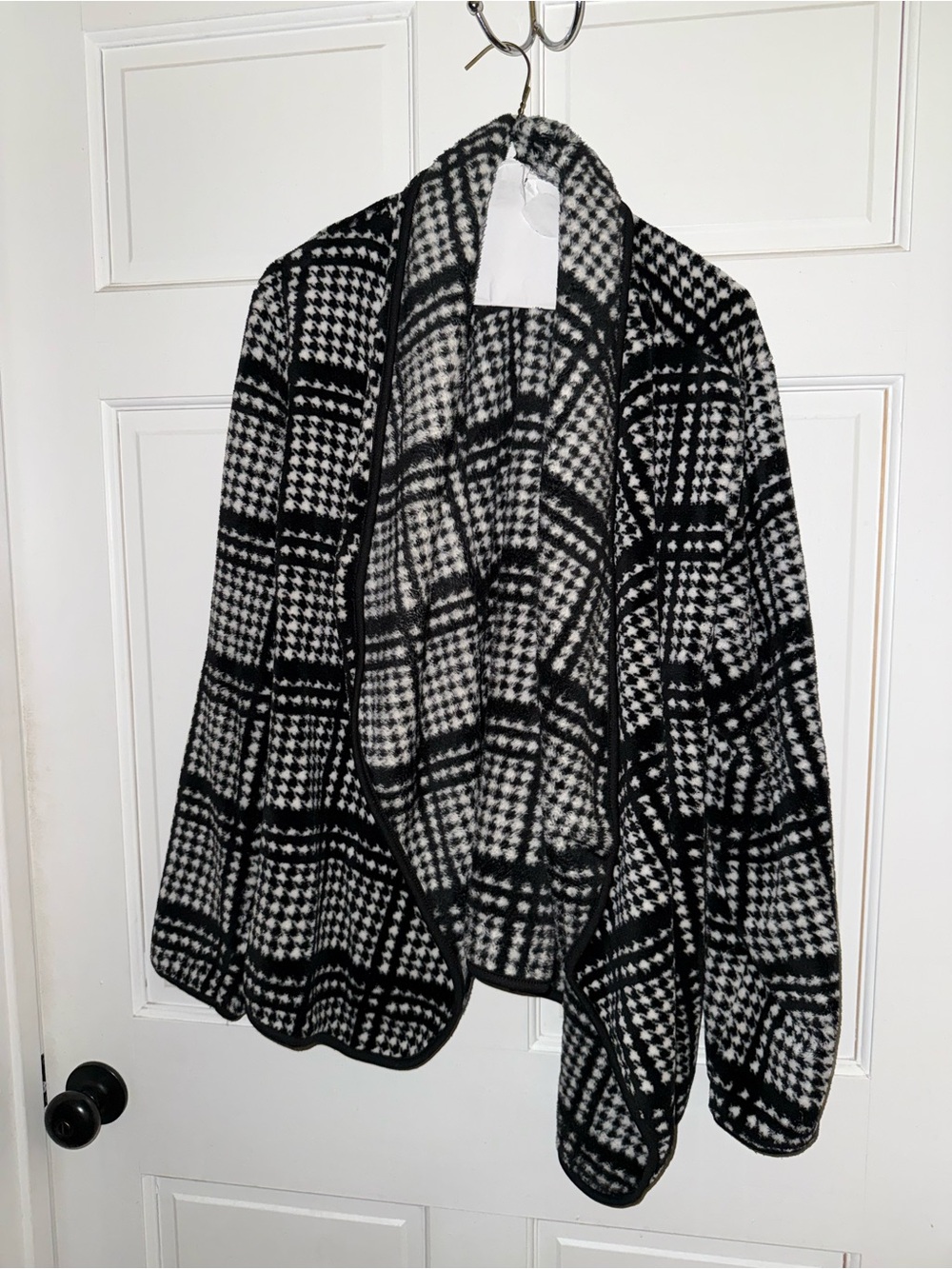 Ashley By 26 International Black & White Patterned Teddy Coat